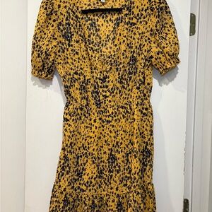 Gilli Mustard and Black Spotted Midi Dress